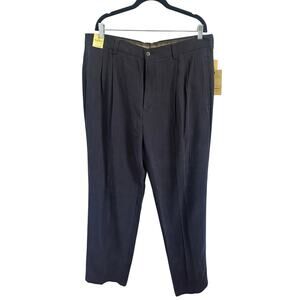 Tommy Bahama NWT St.Thomas 100% Silk Deep Blue Trouser Pants Sz 38x34